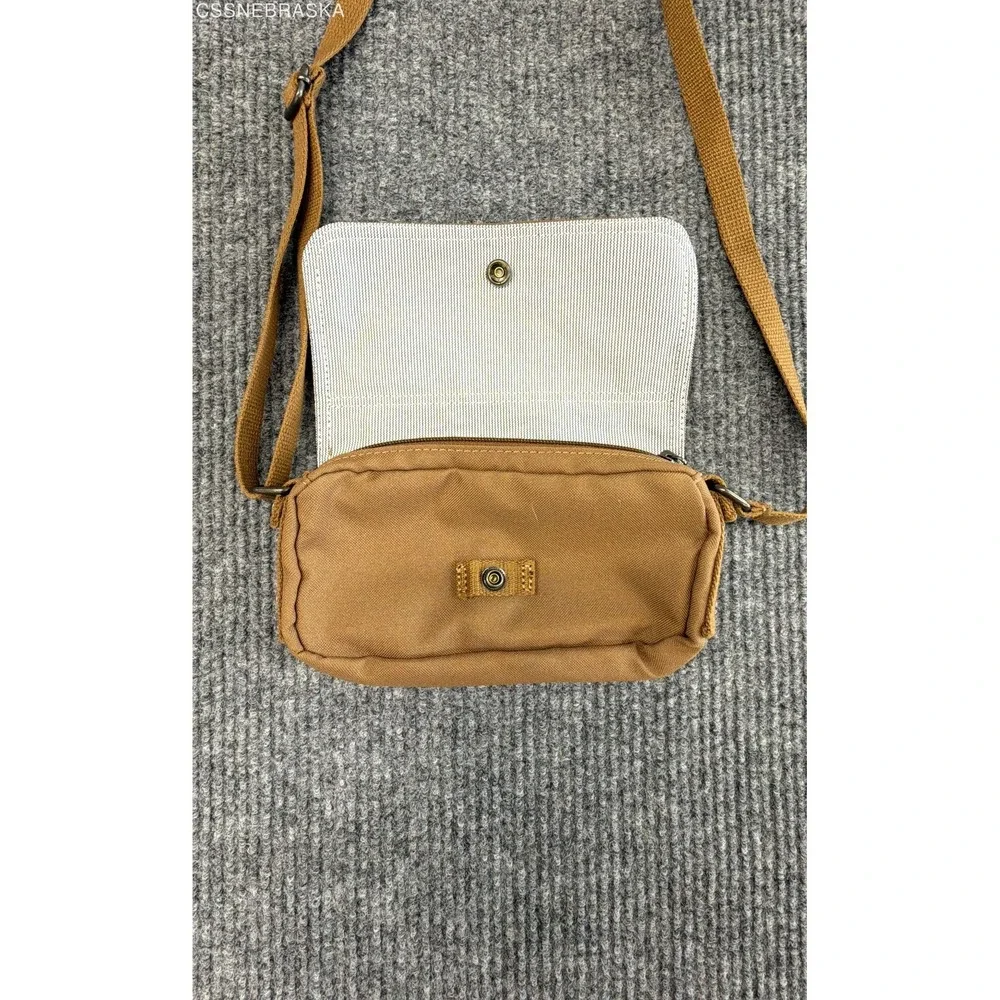 Carhartt Brown Canvas Small Crossbody Bag Utility Pouch Adjustable Strap - Picture 3 of 10